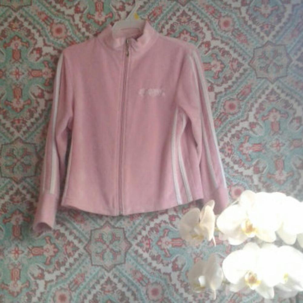 Hale Bob Velvet Pink Zip Up Jacket, Size 6